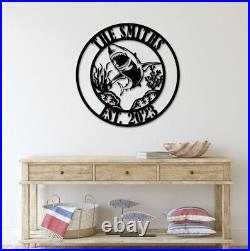 Personalized Shark Metal Sign, Coastal Decor, Shark Sign, Shark Lover Gift