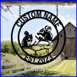 Personalized Squirrel Metal Sign Wall Decor, Squirrel sign, Squirrel gift