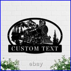 Personalized Train Sign Railroad Sign Train Custom Railway Sign Train Metal Sign