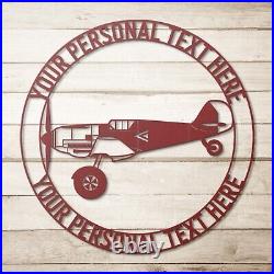 Personalized Vintage Fighter Airplane Metal Sign Gift Custom Pilot Wall Decor