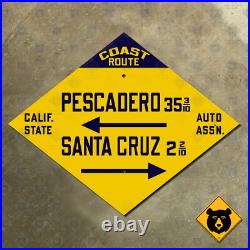 Pescadero Santa Cruz California CSAA highway road sign AAA Coast Route 17x13 Pescadero Santa Cruz California CSAA highway road sign AAA Coast Route 17x13