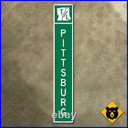 Pittsburg New Hampshire town limit route 145 highway marker road sign 8x48