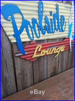 Poolside Lounge Mid-Century Retro Painted Flat Metal Sign FREE SHIPPING