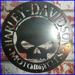 Premium Harley Davidson Willie G Skull Metal Sign Hand Finished Motor Cycle