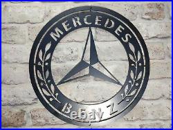 Premium Mercedes Benz Car Logo Metal Sign Hand Finished Man Cave Wall Art car