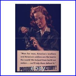 Produce For Victory WWII Propaganda Poster Aluminum Sign