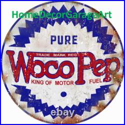 Pure Woco Pep Motor Oil Metal Sign Aged or Clean Design Vintage Style Garage Art Pure Woco Pep Motor Oil Metal Sign Aged or Clean Design Vintage Style Garage Art