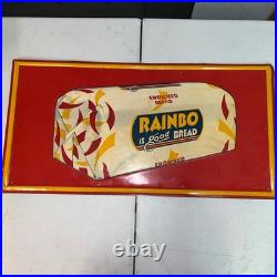 RAINBO BREAD STAMPED PAINTED METAL GROCERY SIGN 1950s VINTAGE 27x14