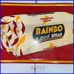 RAINBO BREAD STAMPED PAINTED METAL GROCERY SIGN 1950s VINTAGE 27x14
