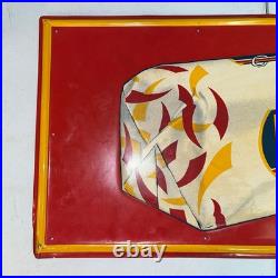 RAINBO BREAD STAMPED PAINTED METAL GROCERY SIGN 1950s VINTAGE 27x14