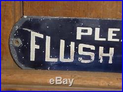 RARE 1940s OLD ORIGINAL'PLEASE FLUSH TOILET' METAL SIGN VINTAGE ANTIQUE GAS