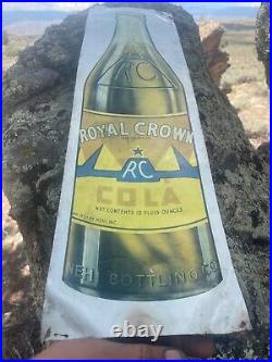 RARE Large 1930 Rc Royal Crown Cola Vintage Antique POP Bottle DRINK Metal Sign
