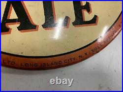 RARE RARE Vintage Metal Round Burke's Ale CAT Beer Sign New York GAS OIL COLA 9