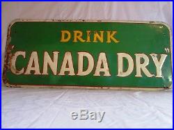 RARE VINTAGE 1940's CANADA DRY SODA POP GAS STATION 30 METAL EMBOSSED SIGN