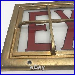 RARE Vintage Caged Exit Sign Face Old School Gymnasium Cast Aluminum Gold Tone