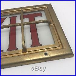 RARE Vintage Caged Exit Sign Face Old School Gymnasium Cast Aluminum Gold Tone