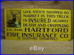 RARE Vintage Hartford Insurance Sign Antique Old Metal