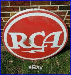 RARE Vintage Large 36 RCA Round Metal Sign Radio Advertisement Red & White