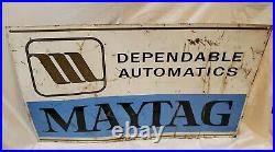 RARE Vintage Maytag DEPENDABLE AUTOMATICS METAL ADVERTISING SIGN WASHER DRYER