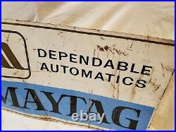 RARE Vintage Maytag DEPENDABLE AUTOMATICS METAL ADVERTISING SIGN WASHER DRYER