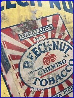 RARE Vintage Metal Beech-Nut Chewing Tobacco Sign 26 1/2 x 36