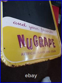 RARE Vintage NuGrape Metal soda Sign SODA COLA GAS OIL STORE original uncleaned