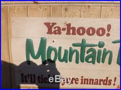 RARE Vintage ORIGINAL Mountain Dew Metal Sign Willy Hillbilly GAS OIL SODA COLA