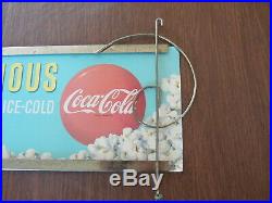 RARE Vintage Original Coca Cola Cardboard Sign with Original Metal Display