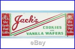 RARE Vintage Original JACK'S COOKIES Metal Advertising SIGN Thorpe 21.5 x 6.5