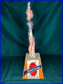 RARE Vintage Sterling beer can sign bar trophy tip bell metal man cave MCM pinup