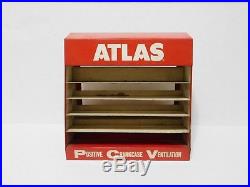 RARE Vtg ATLAS Crankcase Metal Small Parts Cabinet Sign Gas Station Wall Hanging