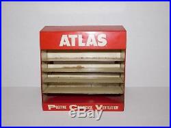 RARE Vtg ATLAS Crankcase Metal Small Parts Cabinet Sign Gas Station Wall Hanging