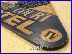 ROYAL COURT MOTEL AC TV Hand Painted Wooden Sign Vintage-Look Route 66