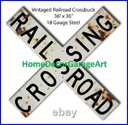 Railroad Crossing Bucks Cutout Metal Sign Vintage Style Train Room Art 2 Sizes Railroad Crossing Bucks Cutout Metal Sign Vintage Style Train Room Art 2 Sizes