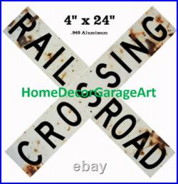 Railroad Crossing Bucks Cutout Metal Sign Vintage Style Train Room Art 2 Sizes Railroad Crossing Bucks Cutout Metal Sign Vintage Style Train Room Art 2 Sizes