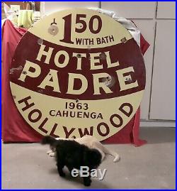 Rare 1920 Vintage Old Metal Sign 5' HOTEL PADRE Cahuenga HOLLYWOOD Advertisement