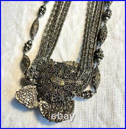 Rare 50s Vintage Signed Miriam Haskell White Metal Rhinestone Necklace Class A