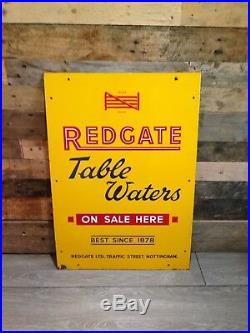 Rare Large Antique / Vintage Redgate Table Waters On Sale Here Metal Enamel Sign