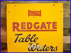 Rare Large Antique / Vintage Redgate Table Waters On Sale Here Metal Enamel Sign