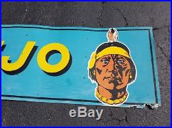 Rare Large Navajo Trucking Metal Dealer Sign Indian Semi Gas Oil Farm Vintage