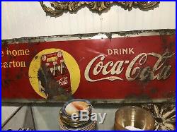 Rare Large Vintage 1938 Coca Cola Soda Pop Bottle 54 Embossed Metal Sign