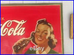 Rare Large Vintage 1940 Coca Cola Soda Pop Bottle 56 x 32 Metal Sign