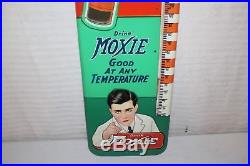 Rare Large Vintage 1940's Moxie Soda Cola Gas Station 26 Metal Thermometer Sign
