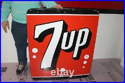 Rare Large Vintage 1950's 7Up 7 Up Soda Pop 36 Porcelain Metal Gas Oil Sign