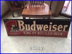 Rare Large Vintage Budweiser Beer Bottle Embossed Metal Sign