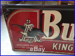 Rare Large Vintage Budweiser Beer Bottle Embossed Metal Sign