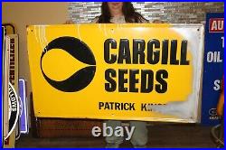 Rare Large Vintage Cargill Seed Corn Farm 48 Embossed Metal Sign