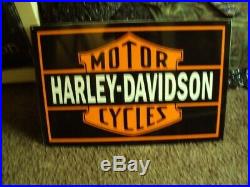 Rare Large Vintage Harley Davidson Motorcycle Porcelain Dealership Metal Sign