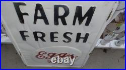 Rare Large Vintage Metal Sign, Farm Fresh Eggs 25 Cents, 18 1/2 X 25