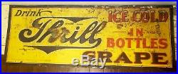 Rare Vintage 1920's THRILL GRAPE Soda Pop SIGN 40 Metal Embossed gas oil